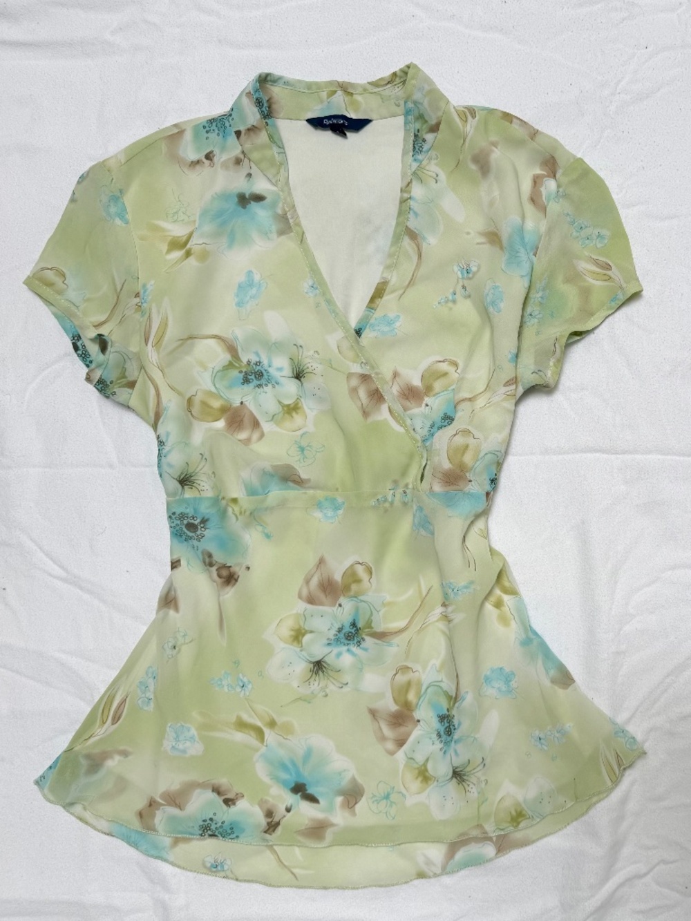 VINTAGE y2k Reitman's fairycore floral chiffon babydoll top S